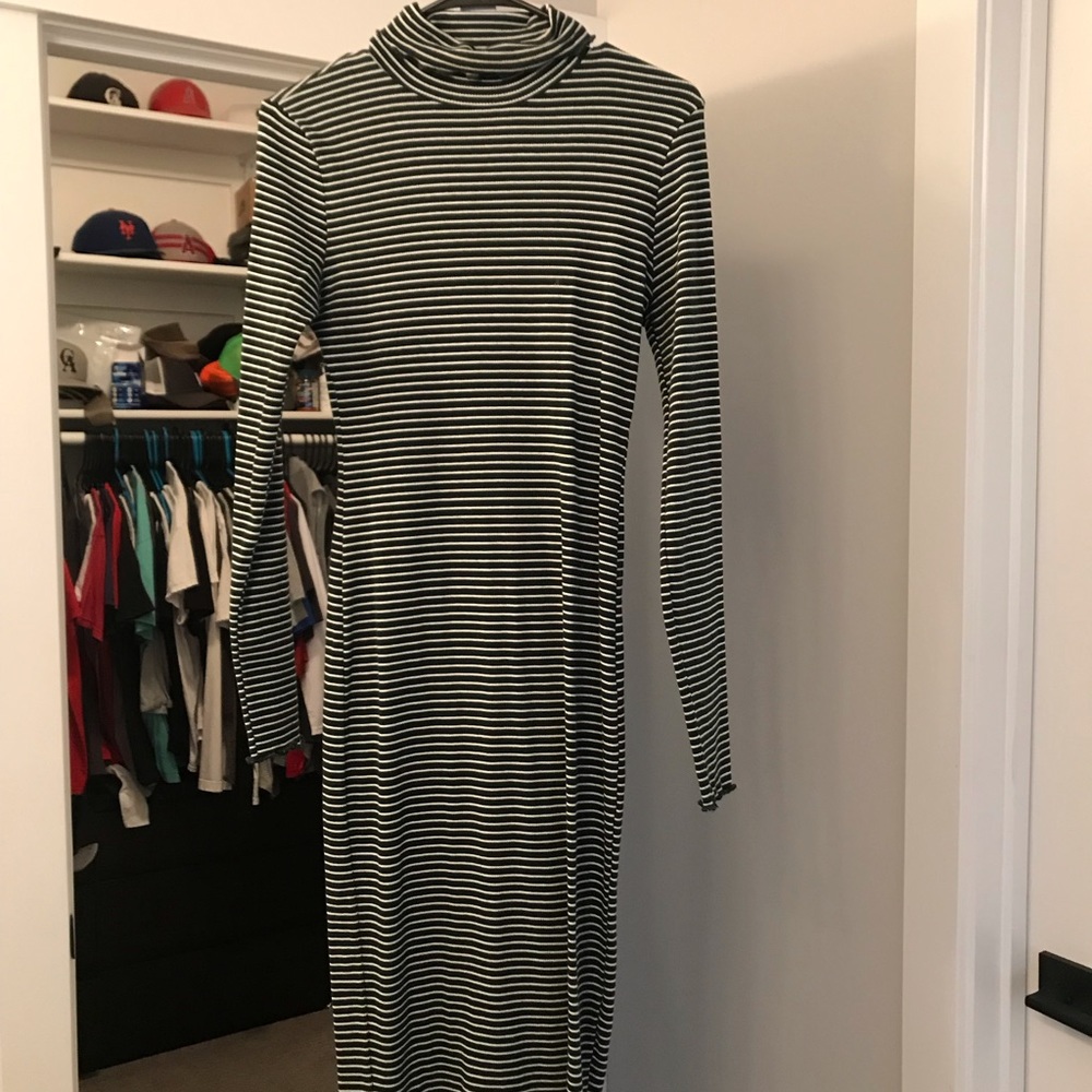 Midi Green Striped Dress